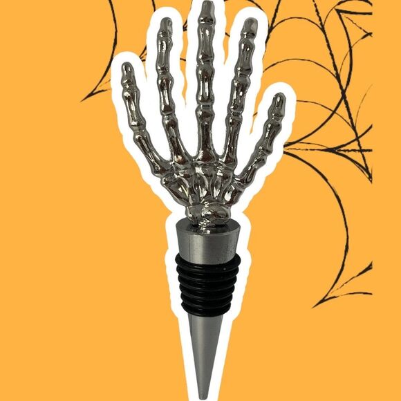 Spooky Skeleton Hand Wine Stopper | Halloween Bottle Metal Stopper - Picture 6 of 8